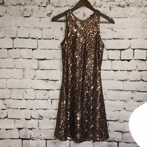 Dress the Population Gold Sequin Cocktail Dress